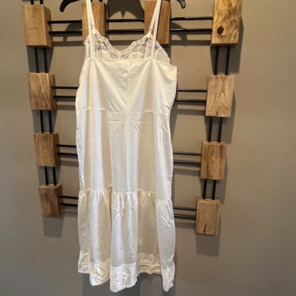 Vtg JCPenney Ivory Calf-Length Slip Sz L/XL Retro 50's Pin-Up Rockabilly - Picture 4 of 11
